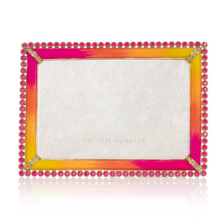 Jay Strongwater Lorraine Stone Edge 4” x 6" Frame - Electric Pink Picture Frames Jay Strongwater 