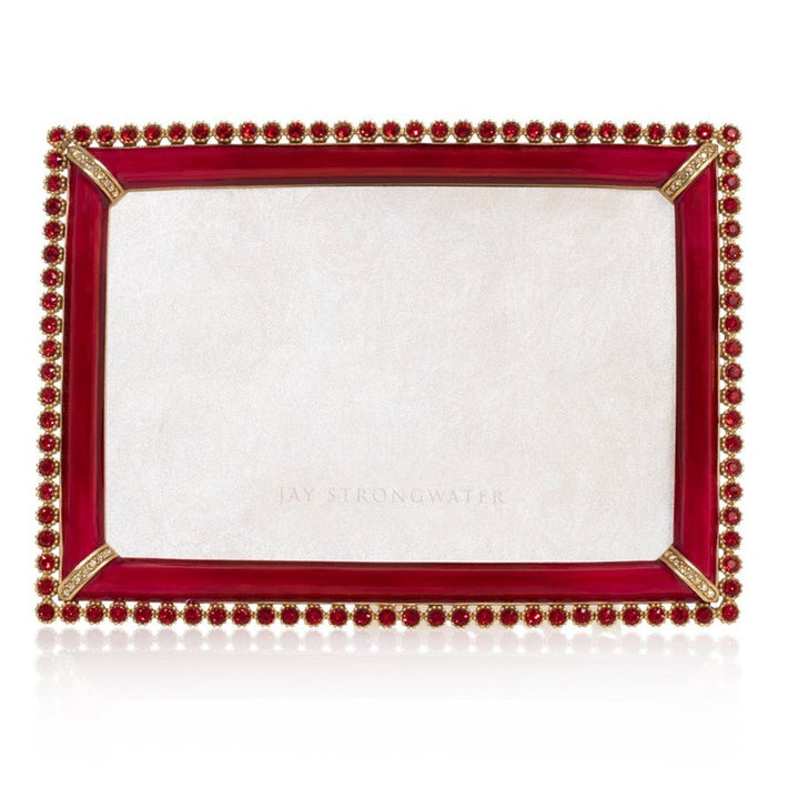 Jay Strongwater Lorraine Stone Edge 4” x 6" Frame - Ruby Picture Frames Jay Strongwater 