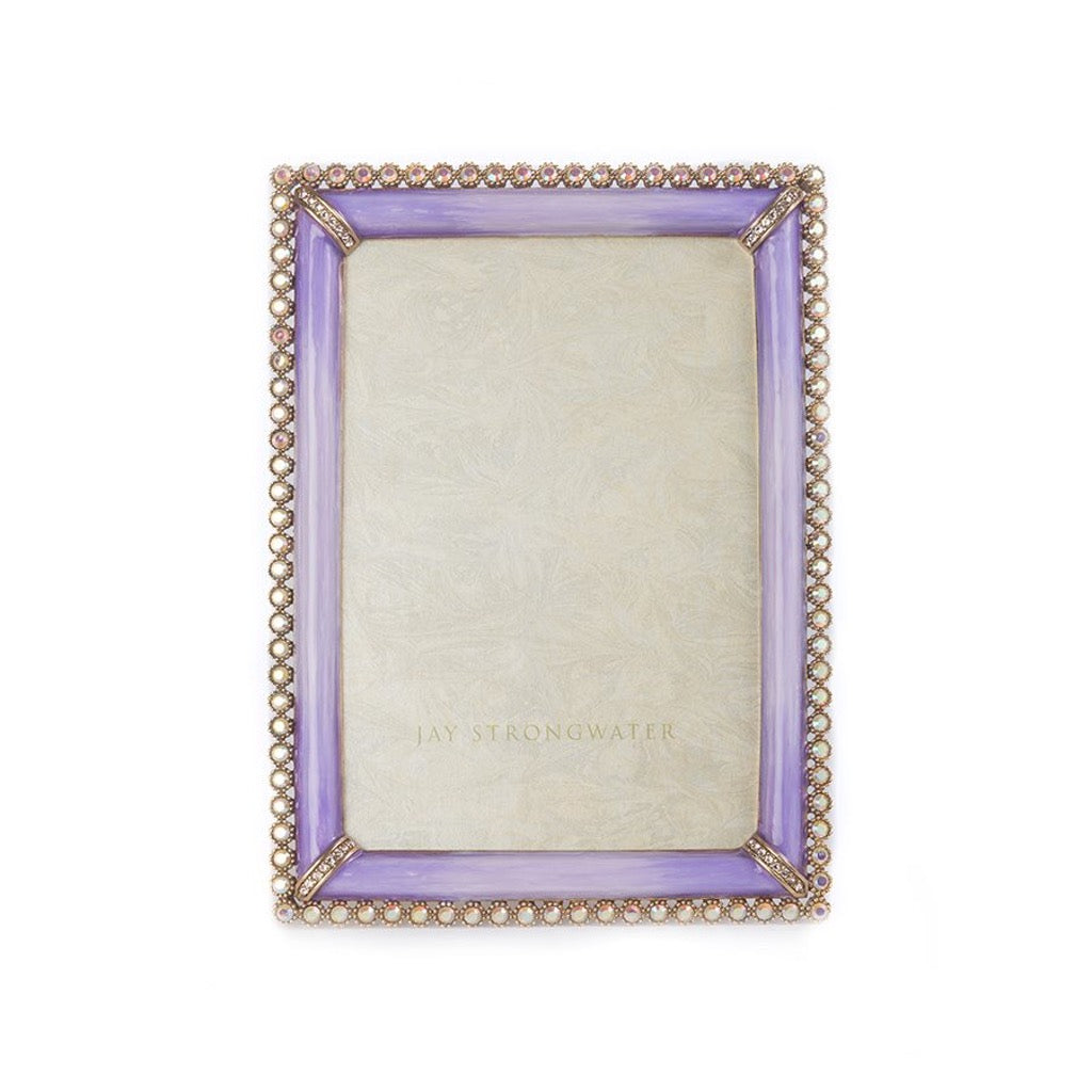 Jay Strongwater Lorraine Stone Edge 4" x 6" Frame - Lavender Picture Frames Jay Strongwater 