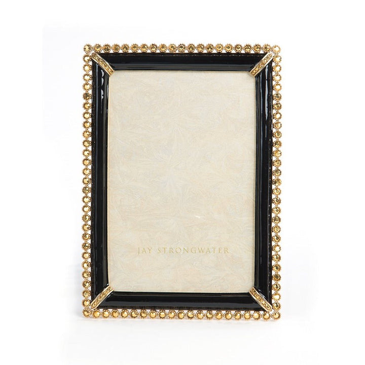 Jay Strongwater Lorraine Stone Edge 4" x 6" Frame - Black Picture Frames Jay Strongwater 