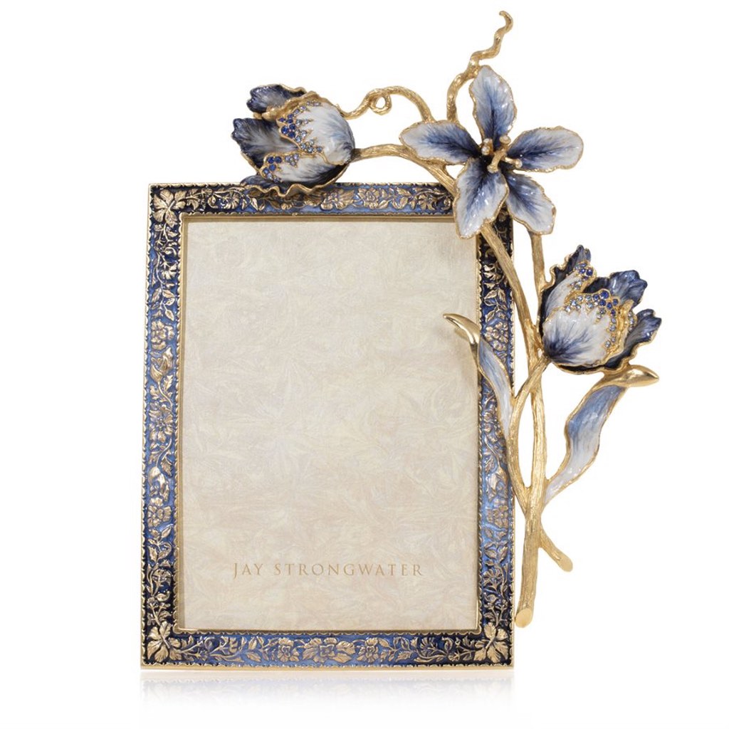 Jay Strongwater Margery Tulip 5" x 7" Frame - Delft Garden Picture Frames Jay Strongwater 