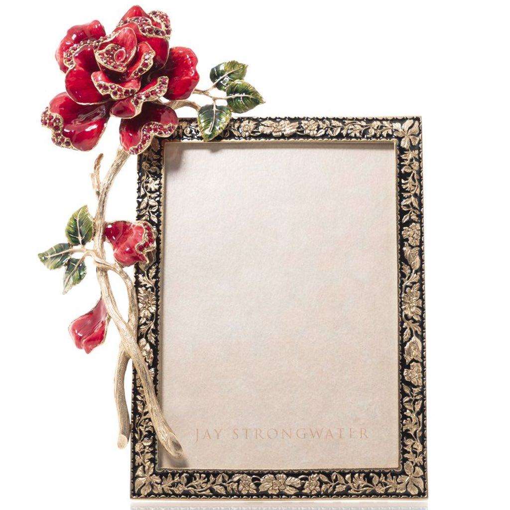 Jay Strongwater Rylee Night Bloom 5" x 7" Rose Frame Picture Frames Jay Strongwater 