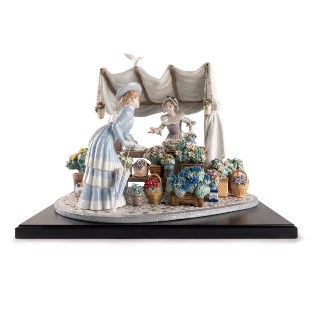 Lladro Porcelain Flowers Market Figurine - Limited Edition Figurines Lladro 