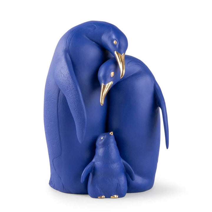 Lladro Porcelain Penguin Family Figurine (Blue-Gold) Limited Edition Figurines Lladro 