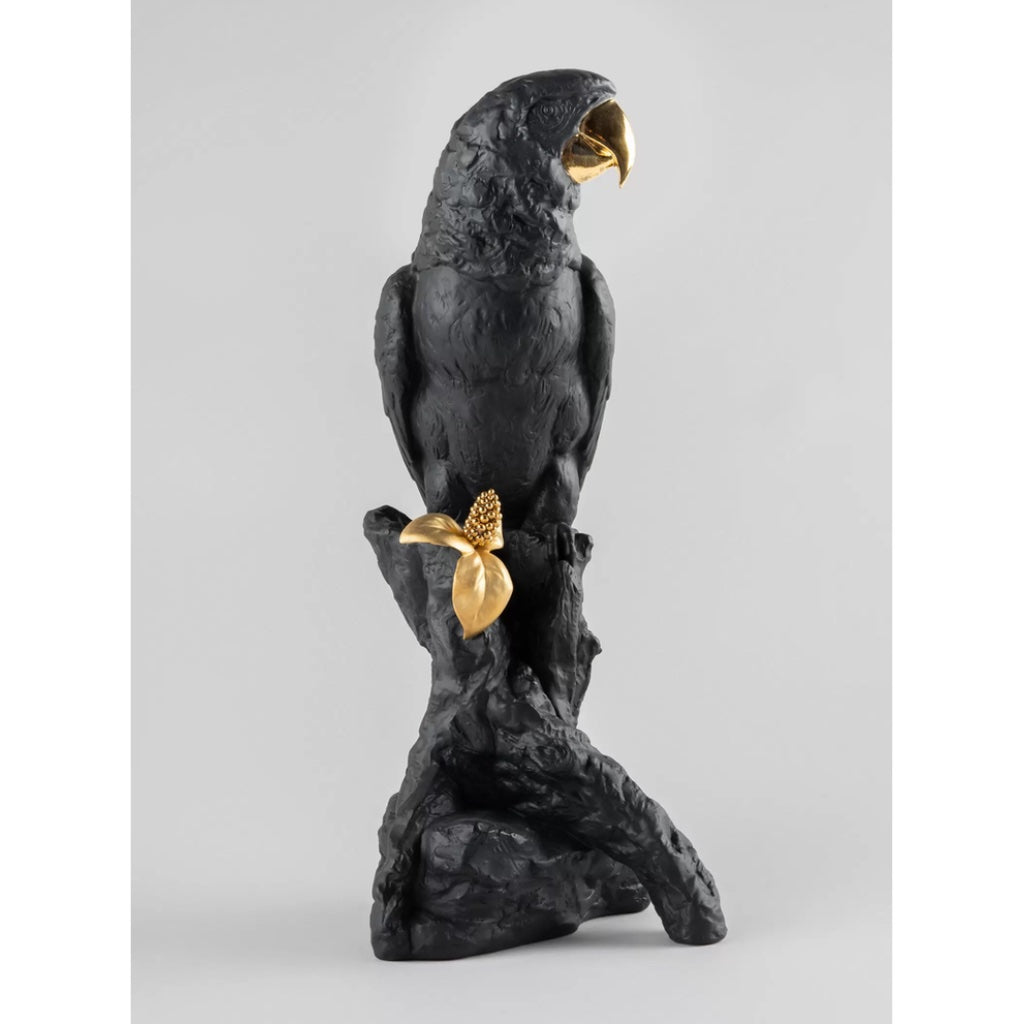 Lladro Porcelain Macaw Bird Figurine - Black & Gold LE 1000 Figurines Lladro 