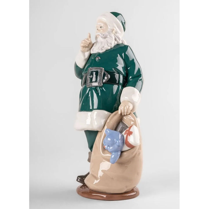 Lladro Porcelain Santa Is Here (Green) Figurine Figurines Lladro 