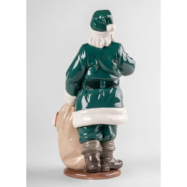 Lladro Porcelain Santa Is Here (Green) Figurine Figurines Lladro 