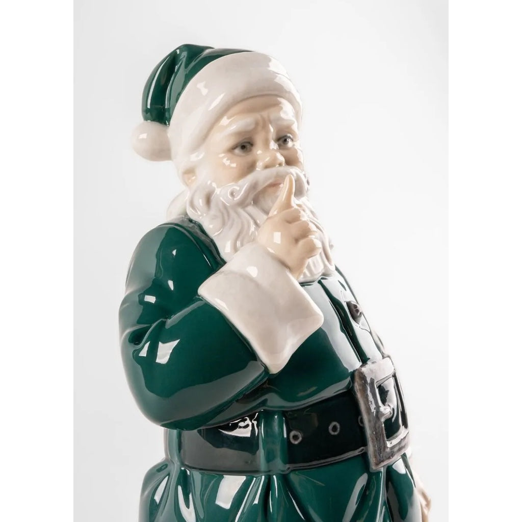 Lladro Porcelain Santa Is Here (Green) Figurine Figurines Lladro 