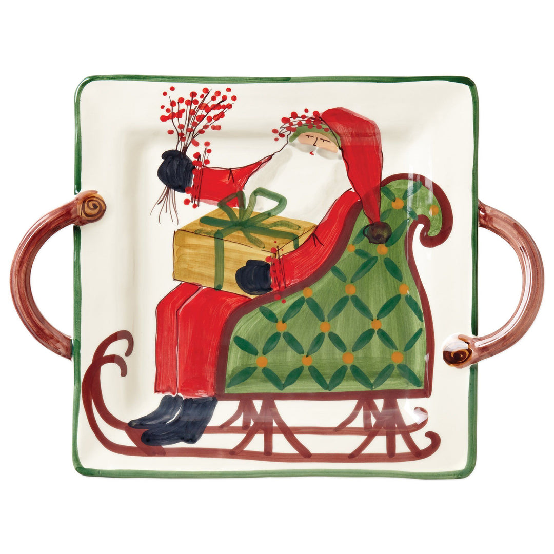 Vietri Old St. Nick Handled Square Platter Dinnerware Vietri 