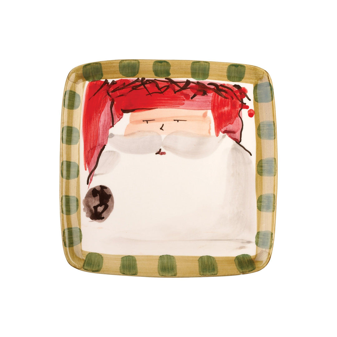 Vietri Old St. Nick Square Salad Plate - Red Hat Dinnerware Vietri 