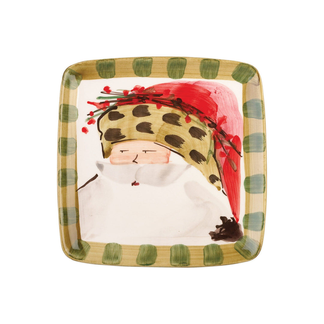 Vietri Old St. Nick Square Salad Plate - Animal Hat Dinnerware Vietri 