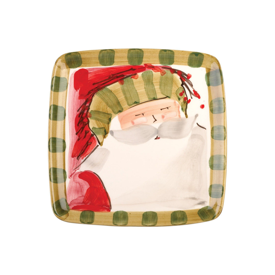 Vietri Old St. Nick Square Salad Plate - Striped Hat Dinnerware Vietri 