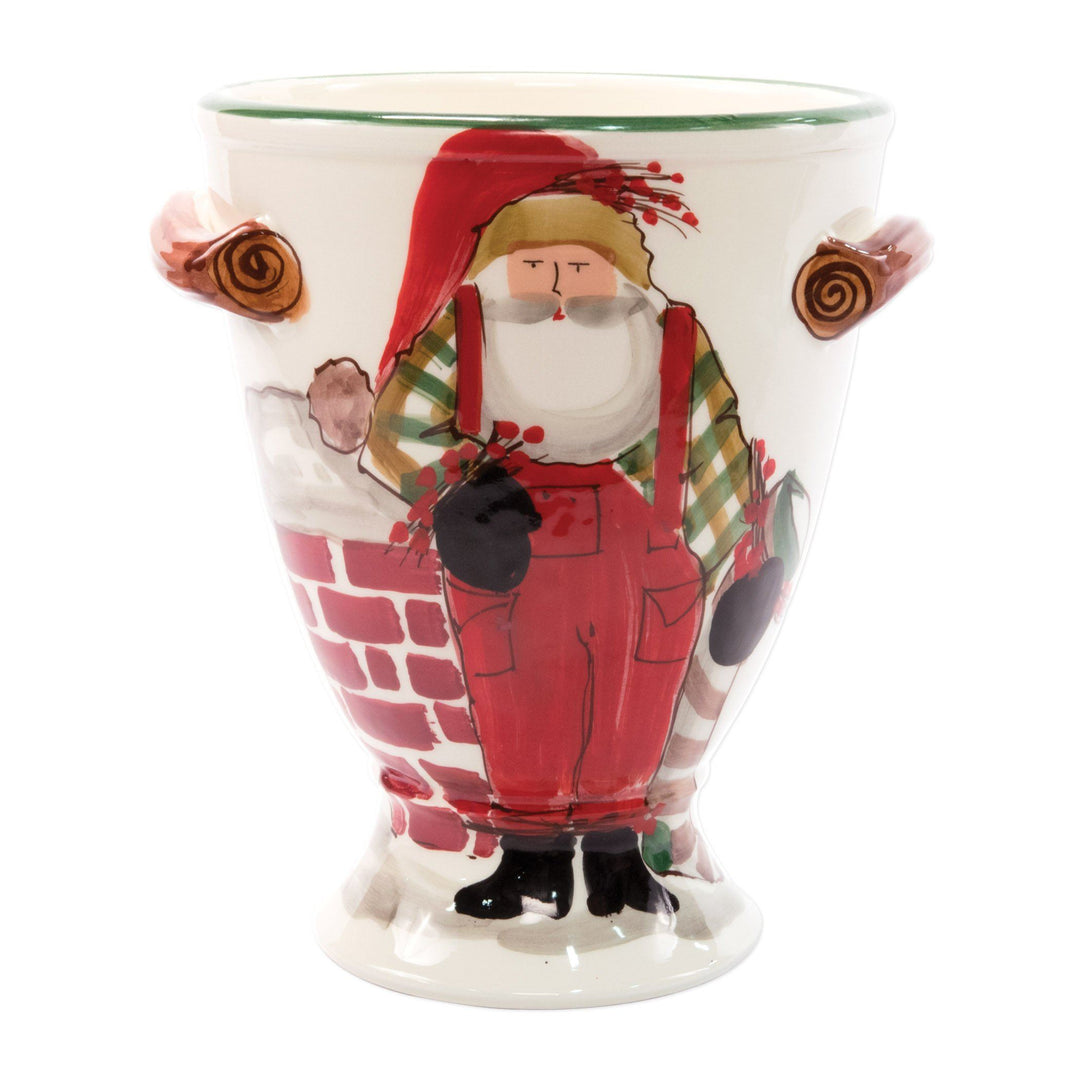 Vietri Old St. Nick Footed Urn w/ Chimney & Stockings Dinnerware Vietri 