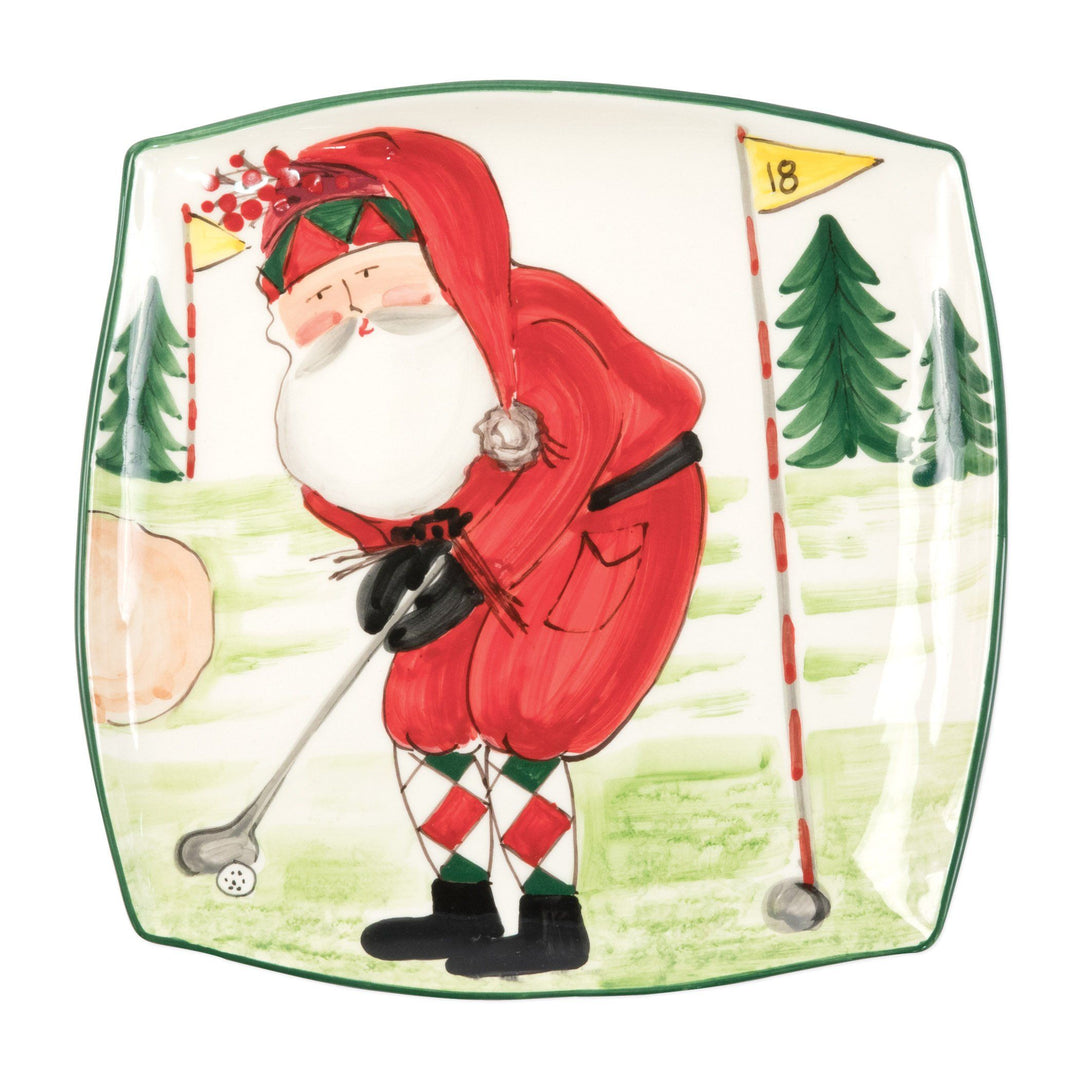 Vietri Old St. Nick Square Platter - Golfing Dinnerware Vietri 