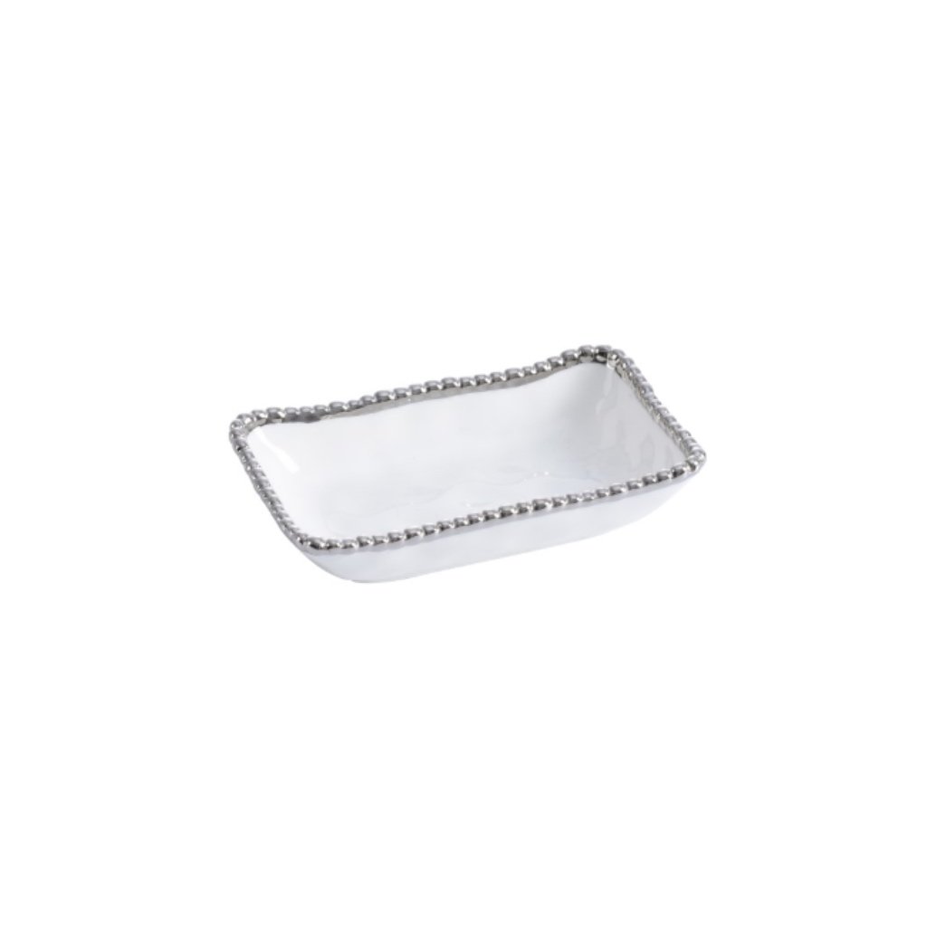 Pampa Bay Salerno Porcelain Rectangular Baking Dish, White/Silver