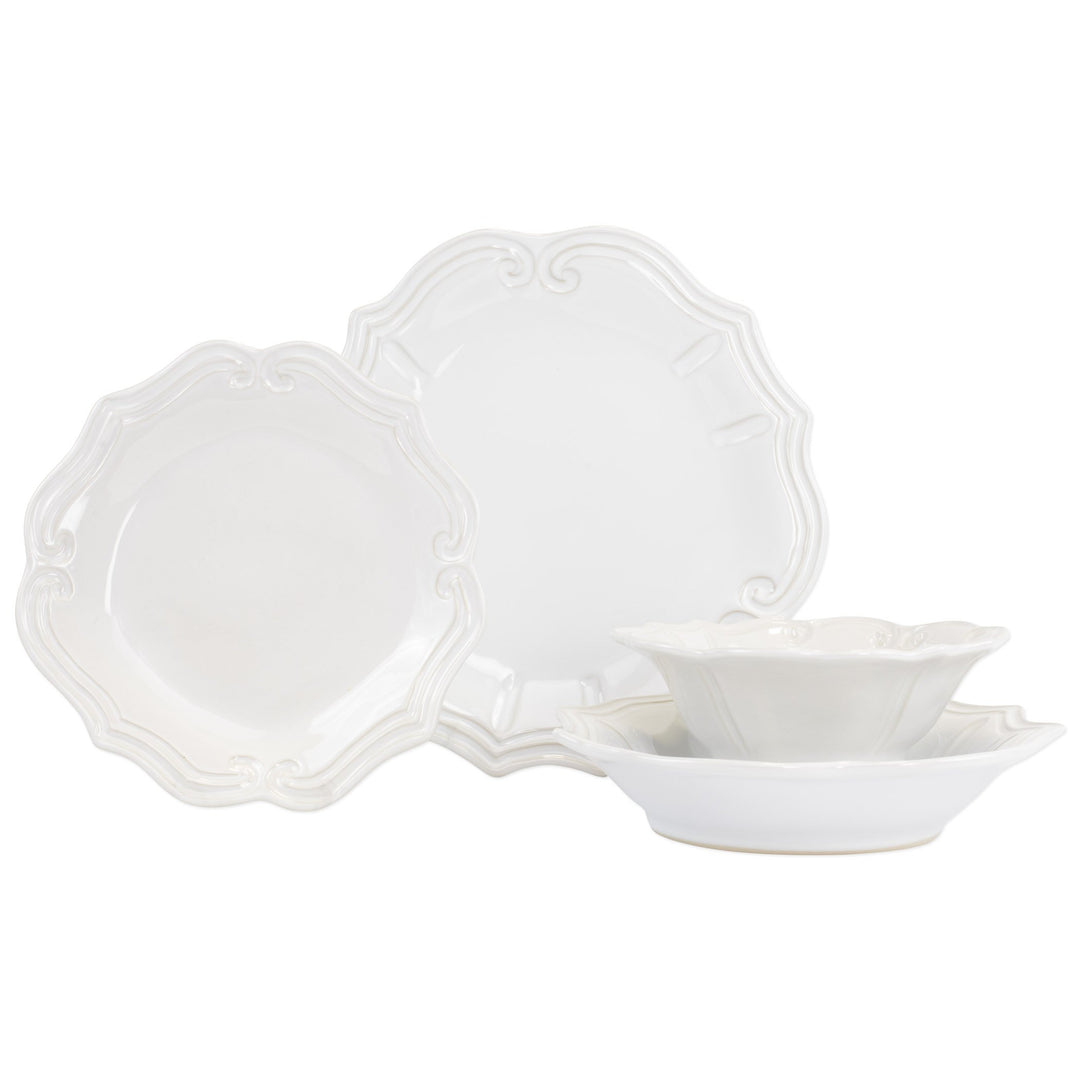 Vietri Incanto Stone White Baroque Four-Piece Place Setting Dinnerware Vietri 