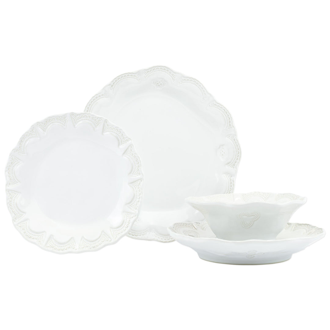 Vietri Incanto Stone White Lace Four-Piece Place Setting Dinnerware Vietri 