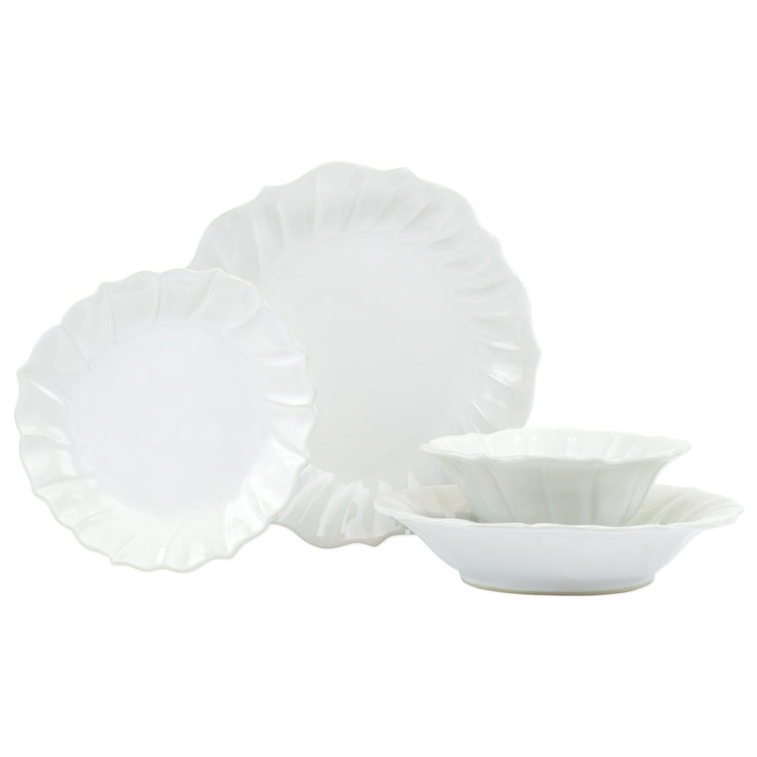 Vietri Incanto Stone White Ruffle Four-Piece Place Setting Dinnerware Vietri 