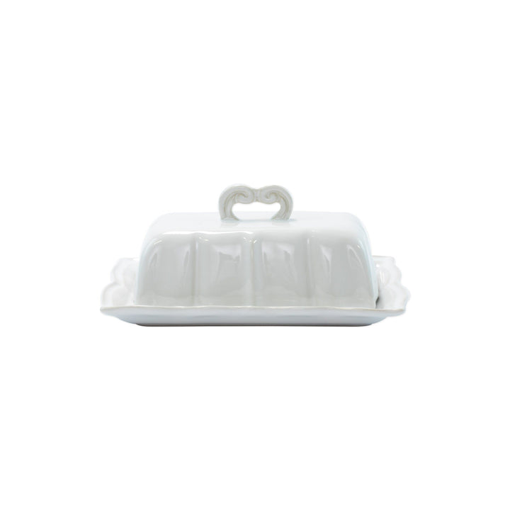 Vietri Incanto Stone White Baroque Butter Dish Dinnerware Vietri 