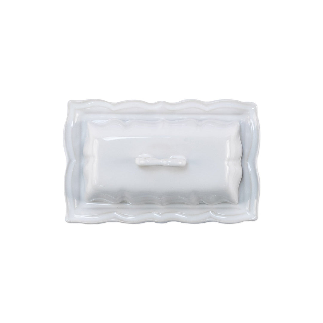 Vietri Incanto Stone White Baroque Butter Dish Dinnerware Vietri 