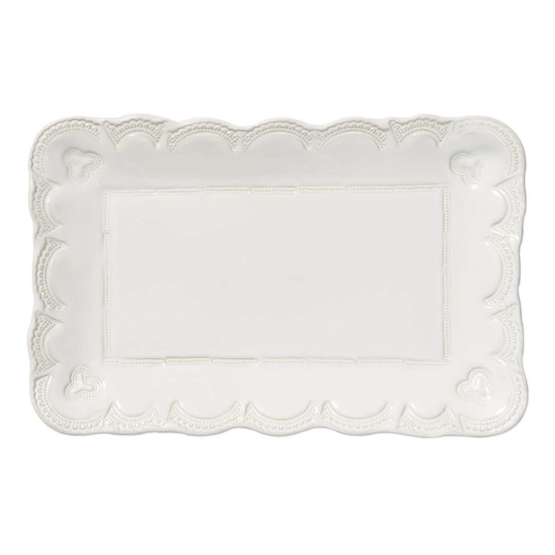 Vietri Incanto Stone White Lace Small Rectangular Platter Dinnerware Vietri 