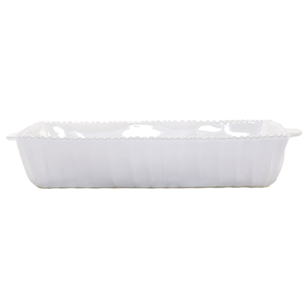 Vietri Incanto Stone White Stripe Rectangular Baker Dinnerware Vietri 