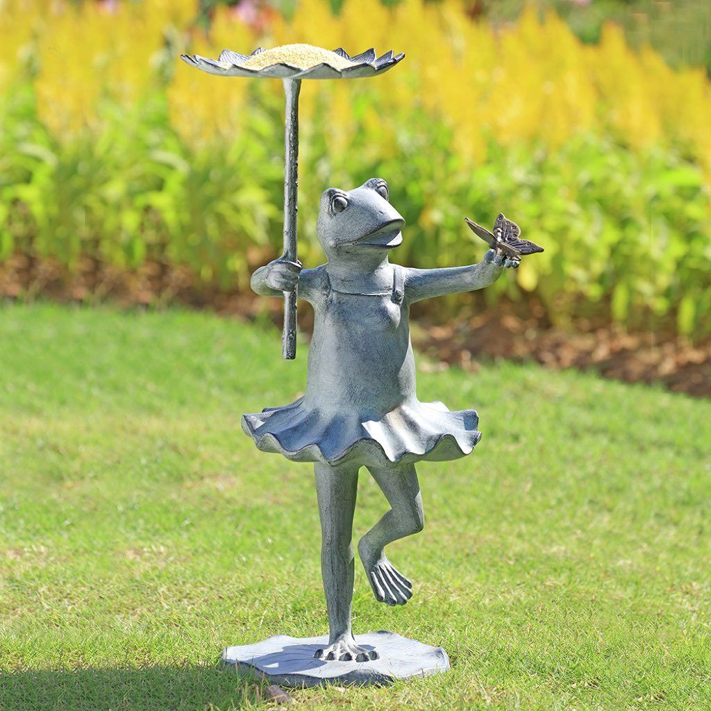 SPI Garden Frog Ballerina Bird Feeder With Butterfly Bird Feeders SPI 