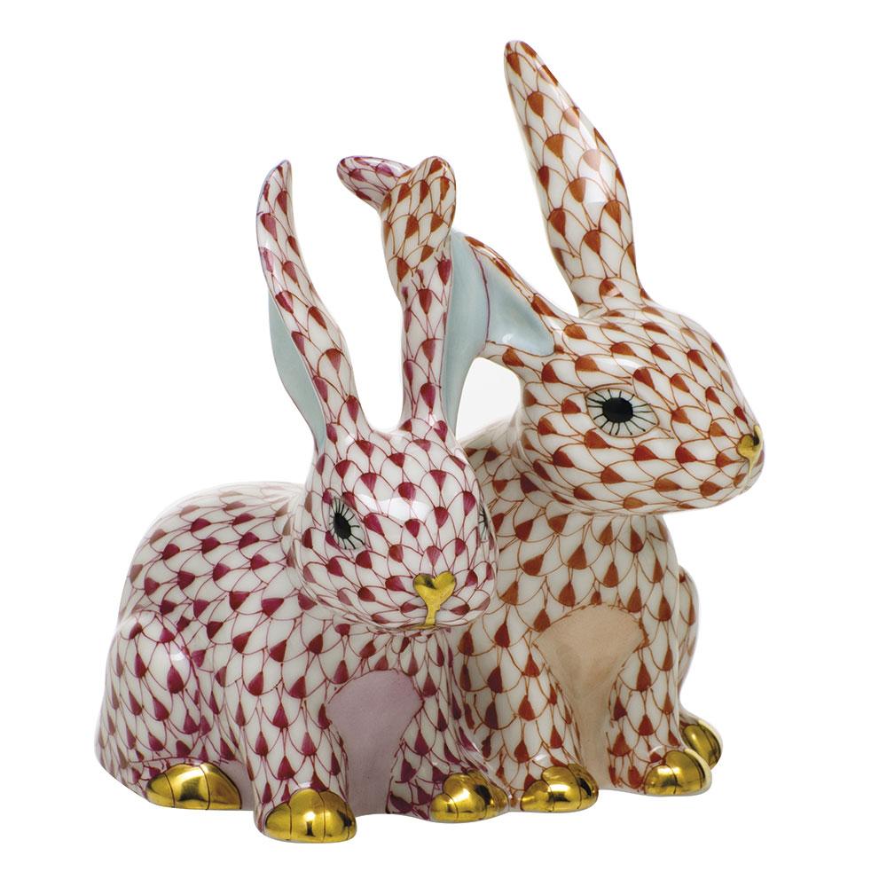 Herend Twisted Bunnies Figurines Herend Rust + Raspberry (Pink) 