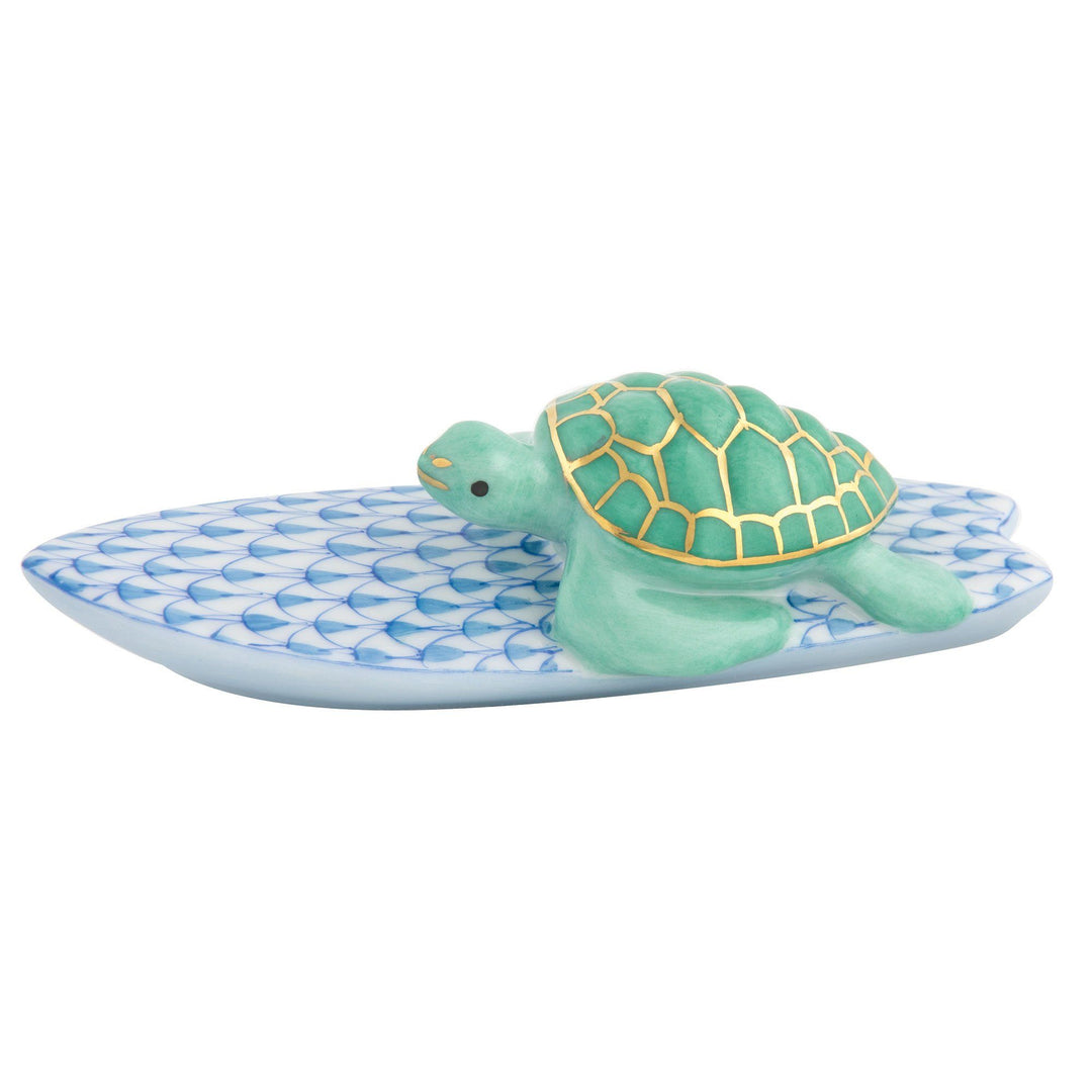 Herend Surfing Turtle Figurines Herend Blue 