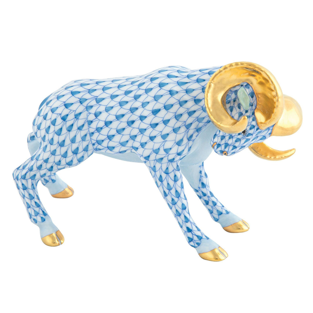 Herend Charging Ram Figurines Herend Blue 