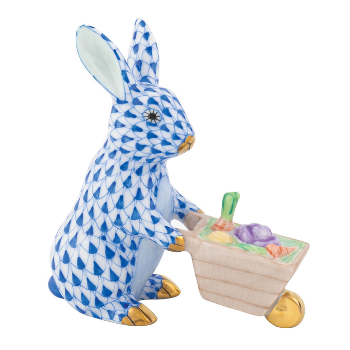 Herend Wheelbarrow Bunny Figurines Herend Sapphire 