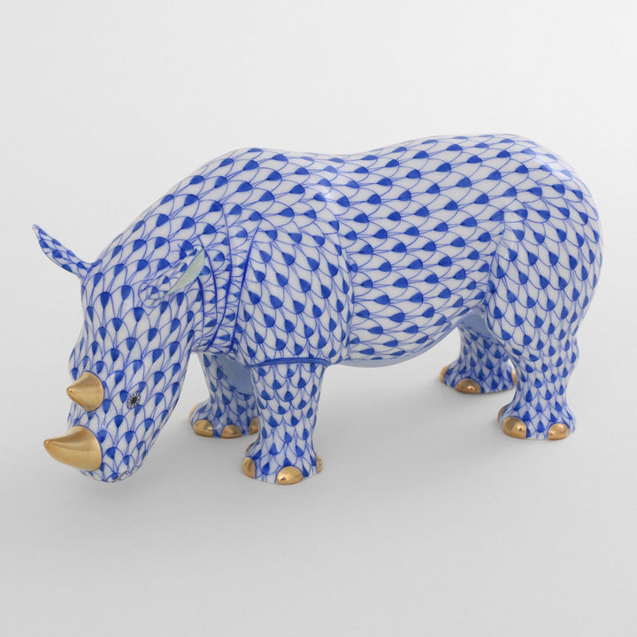 Herend Standing Rhinoceros Figurines Herend Sapphire 