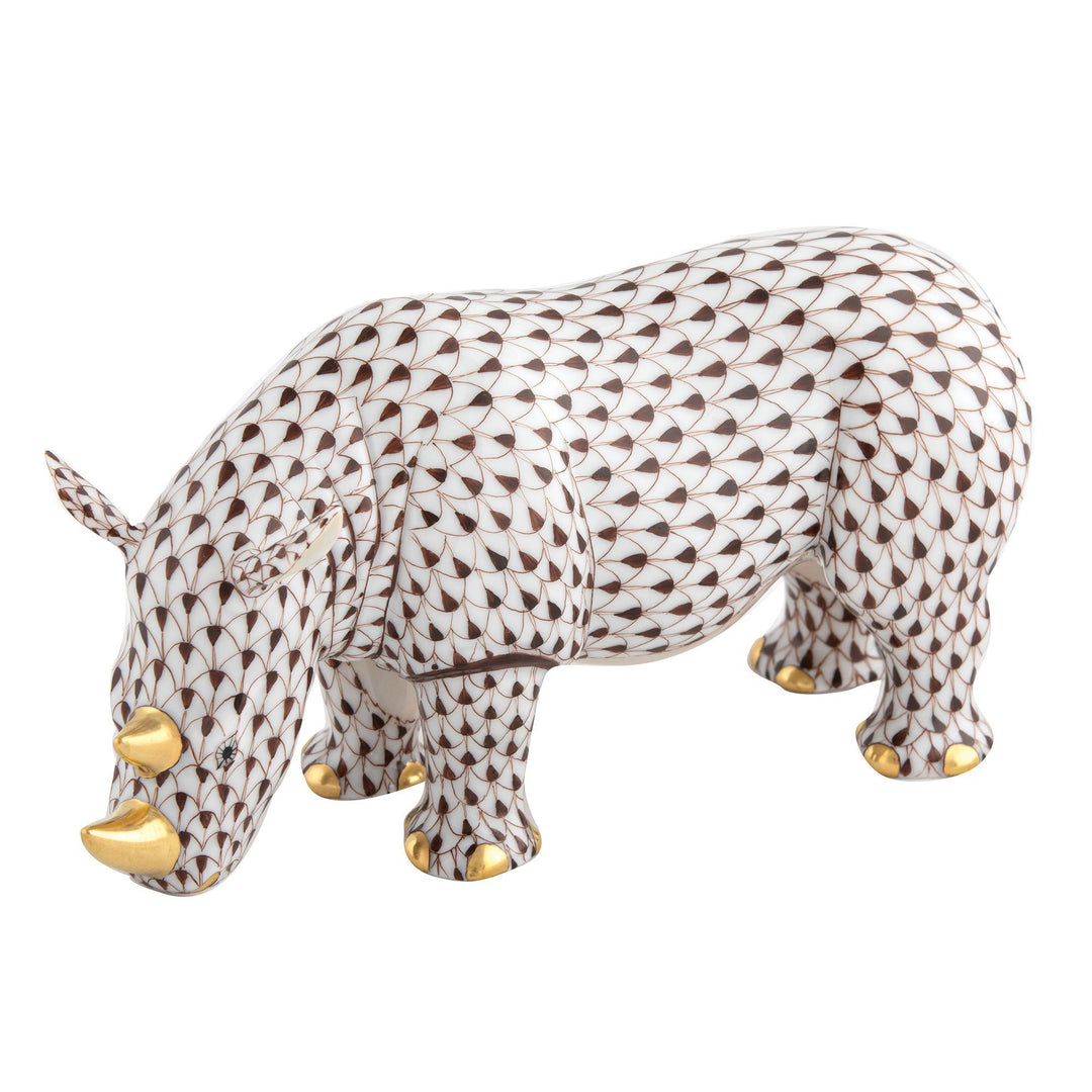 Herend Standing Rhinoceros Figurines Herend Chocolate 