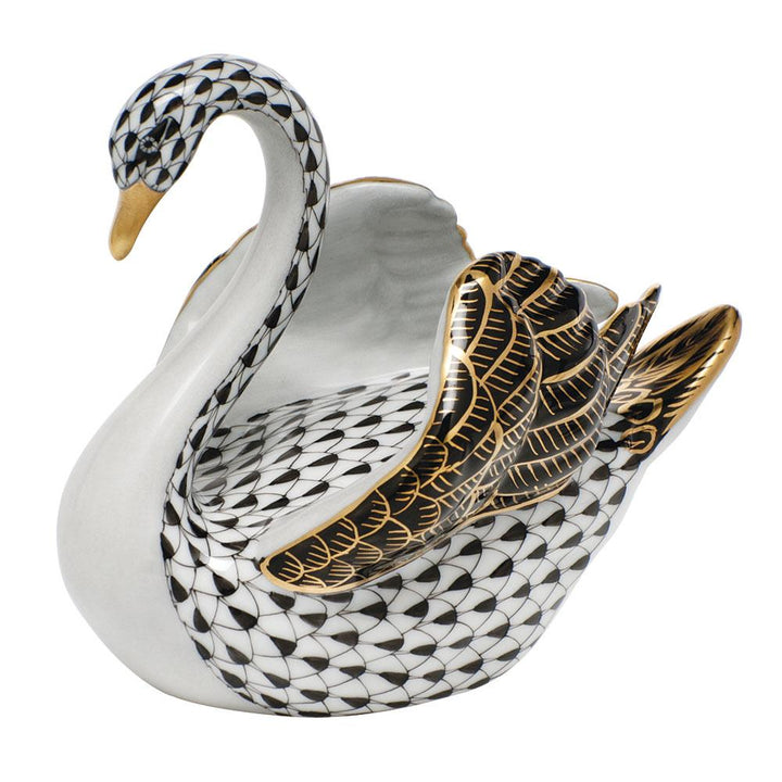 Herend Swan Figurines Herend Black 