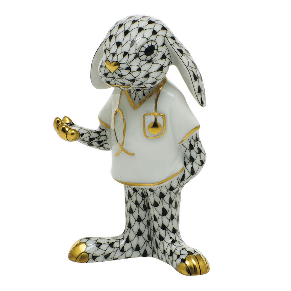 Herend Medical Bunny Figurines Herend Black 