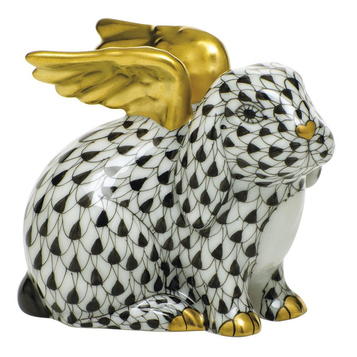 Herend Angel Bunny Figurines Herend Black 