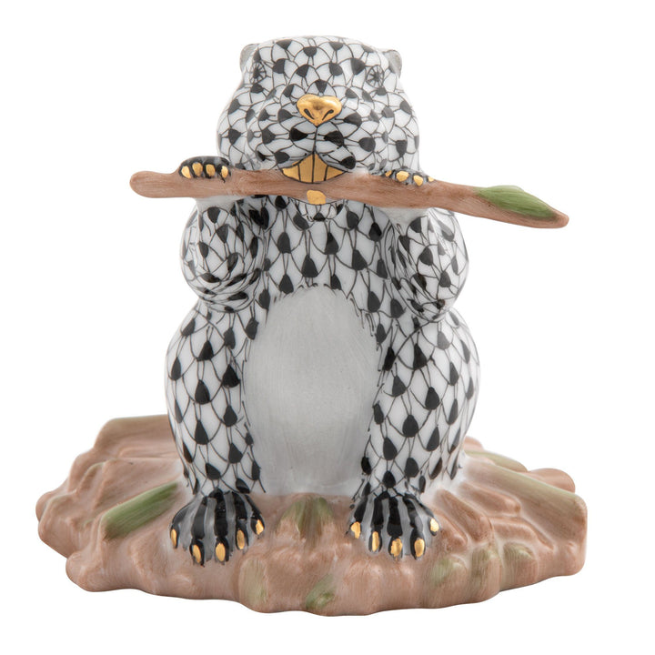 Herend Beaver On Dam Figurines Herend Black 