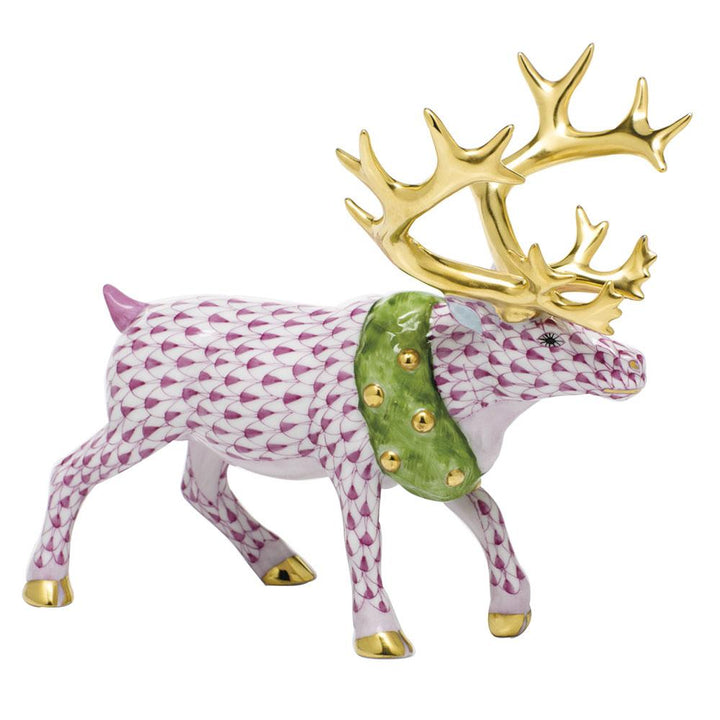 Herend Holiday Reindeer Figurines Herend Raspberry (Pink) 