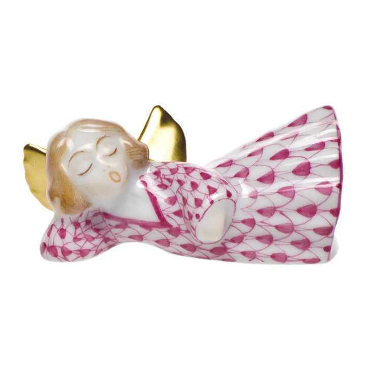 Herend Sleeping Angel Figurines Herend Raspberry (Pink) 