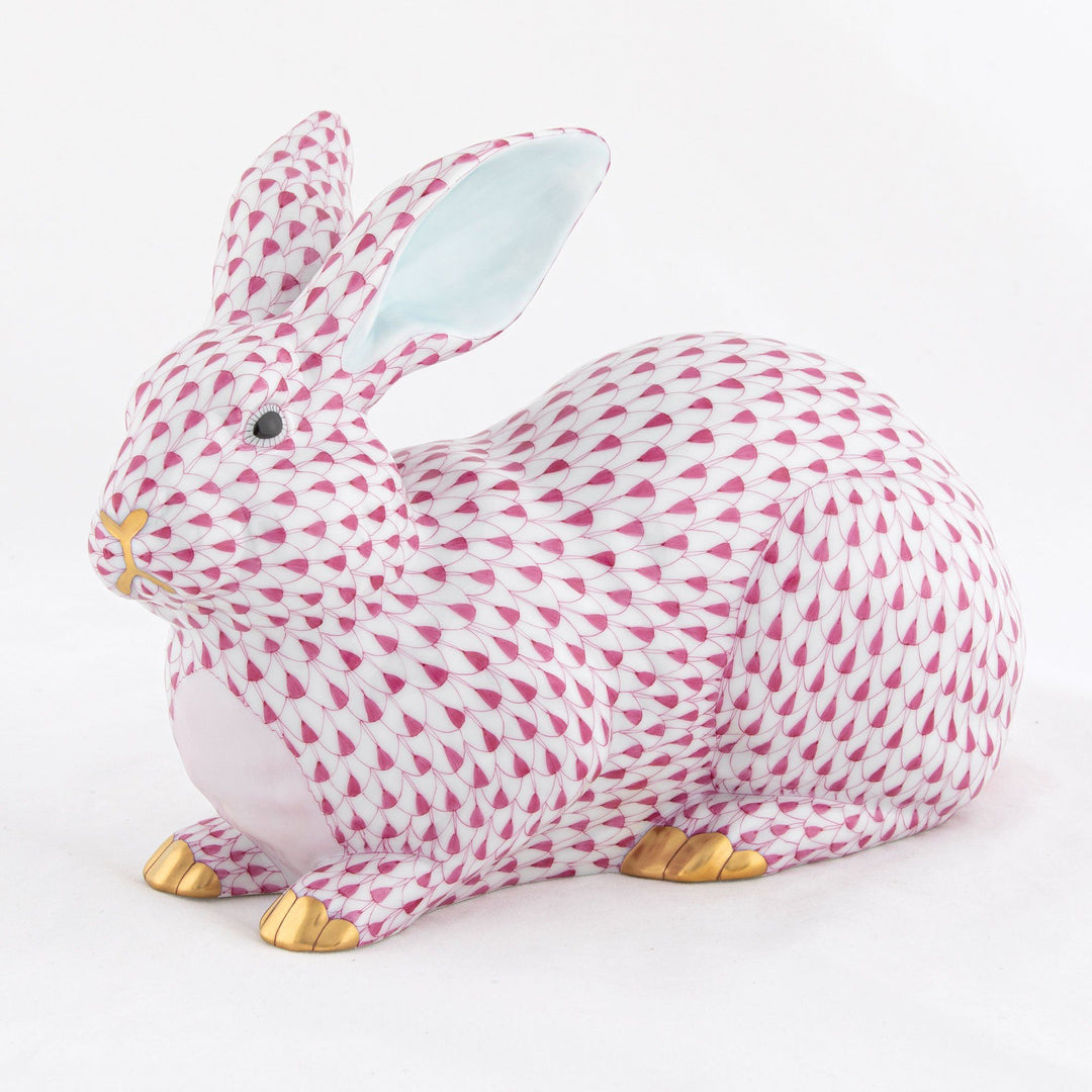 Herend Large Lying Bunny Figurines Herend Raspberry (Pink) 