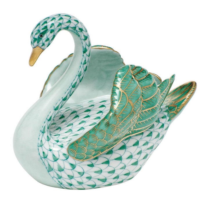 Herend Swan Figurines Herend Green 