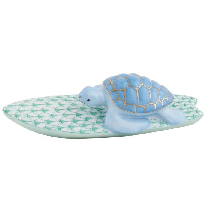 Herend Surfing Turtle Figurines Herend Green 