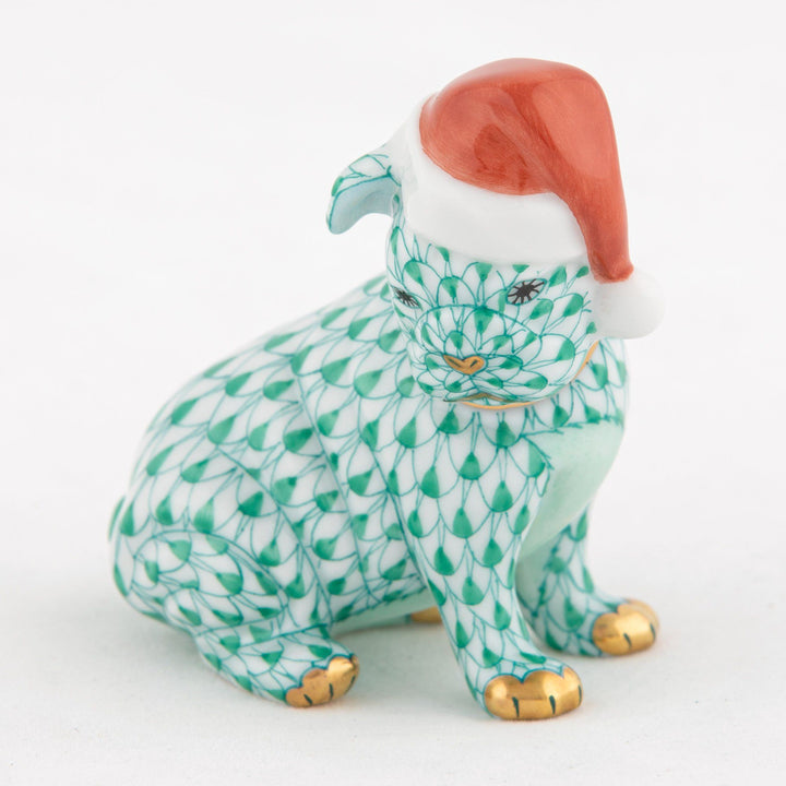 Herend Santa Puppy Figurines Herend Green 