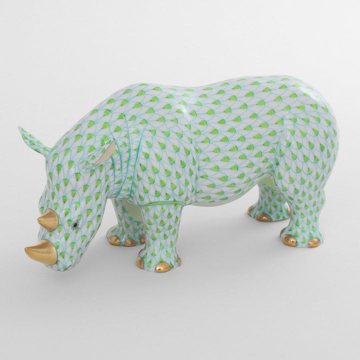 Herend Standing Rhinoceros Figurines Herend Lime Green 