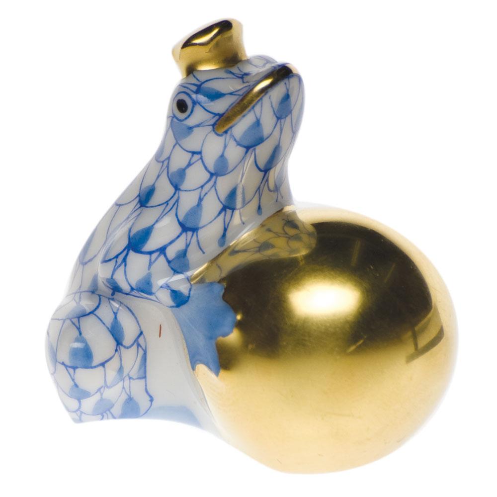 Herend Frog W/Crown Figurines Herend Blue 