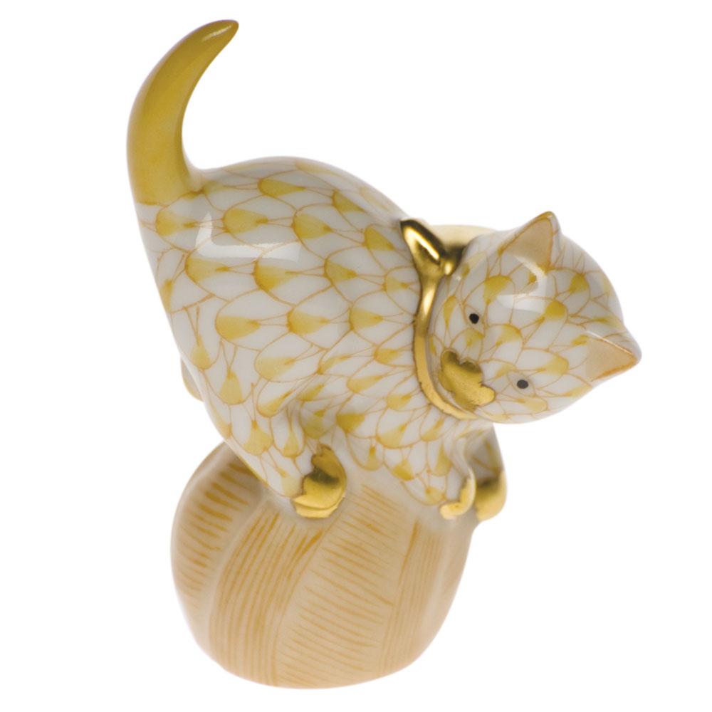 Herend Mischievous Cat Figurines Herend Butterscotch 