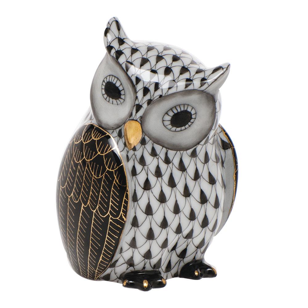 Herend Mother Owl Figurines Herend Black 