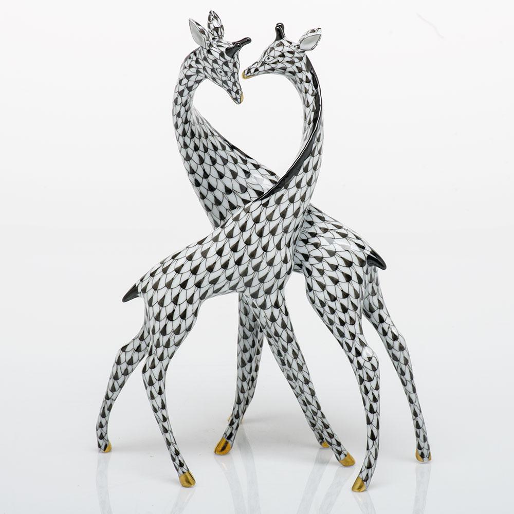 Herend Pair Of Giraffes Figurines Herend Black 