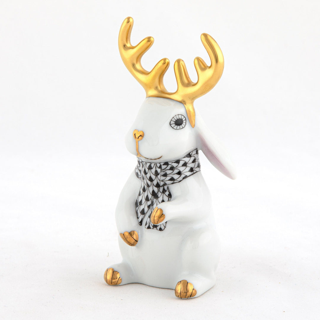 Herend Reindeer Rabbit Figurines Herend White + Black 