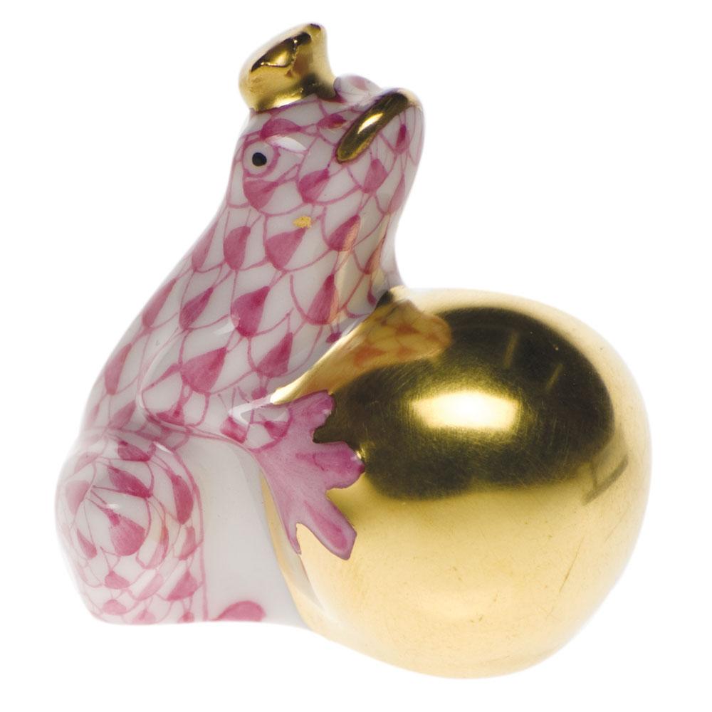 Herend Frog W/Crown Figurines Herend Raspberry (Pink) 